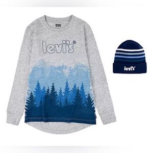 Levi's Long Sleeve T-Shirt and Beanie Set Boys Size Large